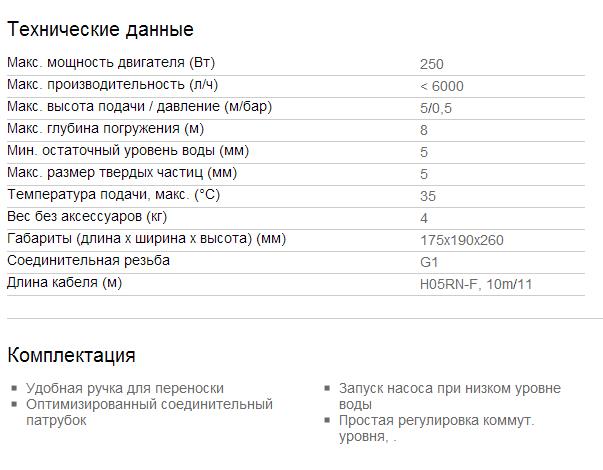 Дренажный насос для чистой воды SCP 6000